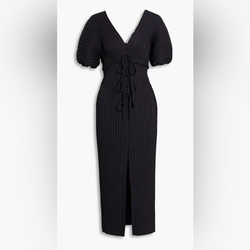 A.L.C. Stella Pleated Midi Dress, Size 8, Black